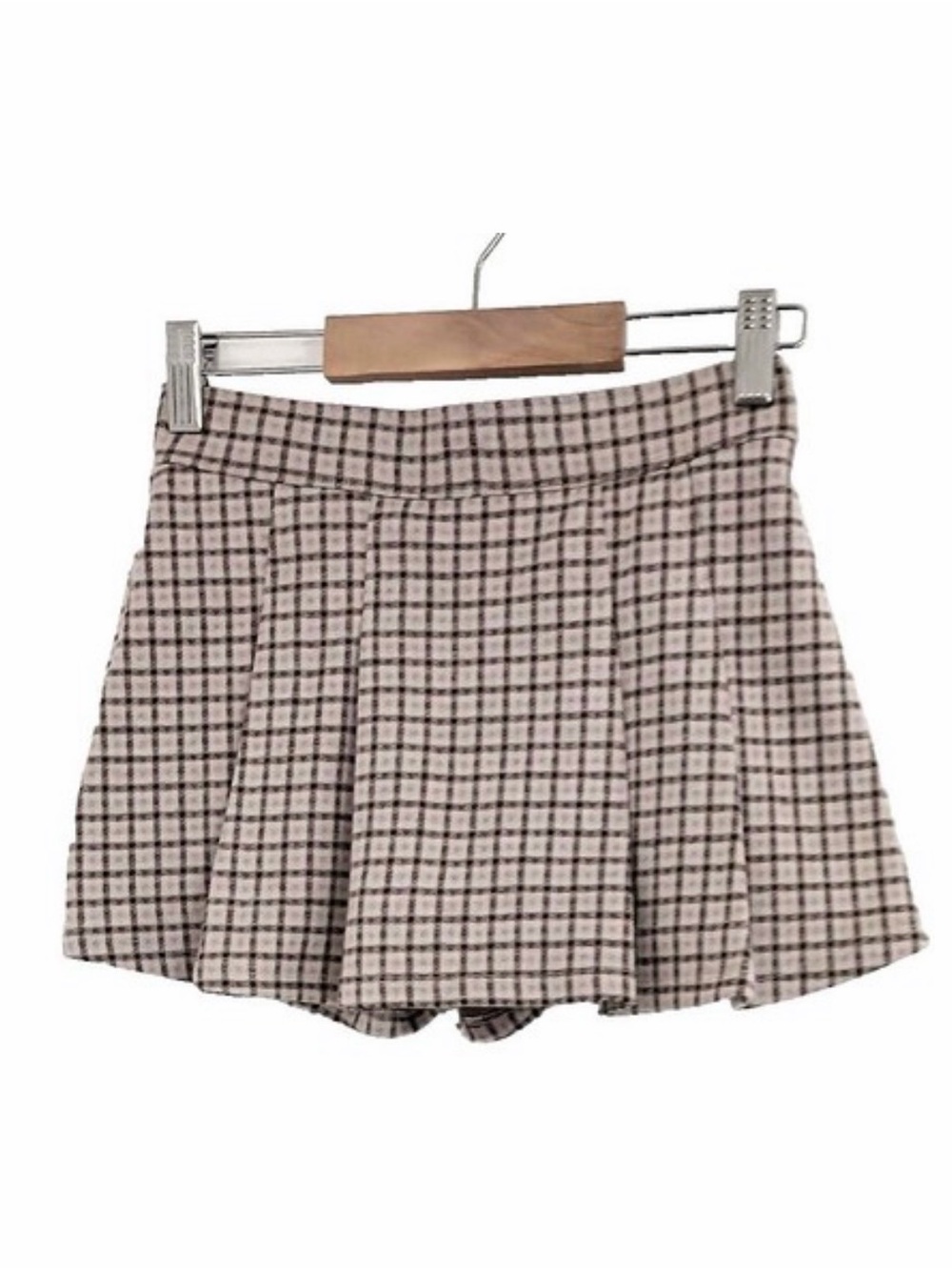 abercrombie kids Plaid Pleated Skater Skirt - Beige Black Size 11/12